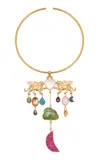 Grainne Morton 18k Gold Plated Silver And Mixed Materials Winged Lion Heart Necklace