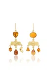 Grainne Morton 18k Gold Plated Silver And Mixed Orange Materials Girandole Earrings