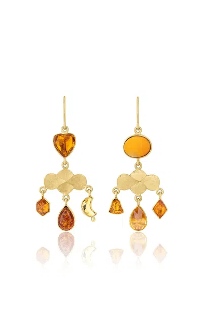 Grainne Morton 18k Gold Plated Silver And Mixed Orange Materials Girandole Earrings In Orange