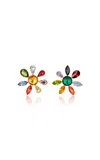 Grainne Morton 18k Gold Plated Silver And Vintage Rhinestone Flower Petal Earrings In Green