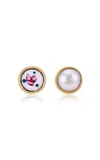 Grainne Morton 18k Gold Plated Silver; Enamel; And Pearl Mismatched Stud Earrings
