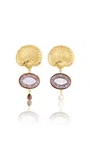 Grainne Morton 18k Gold Plated Silver; Pearl And Cameo Eye Earrings