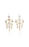 Grainne Morton 18k Gold Plated Silver; Vintage Crystal And Rhinestone Multilayer Balance Victorian Drop Earrings
