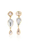 Grainne Morton 18k Gold Plated Silver; Vintage Crystal And Rhinestone Three Charm Vintage Crystal Earrings