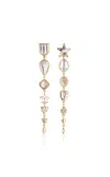 Grainne Morton 18k Gold Plated Silver; Vintage Glass And Rhinestone Star Seven Charm Drop Earrings