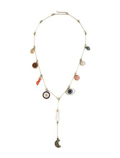Pre-owned Grainne Morton Coral, Shell, Mother Of Pearl, Glass, Enamel & Multistone Collar Necklace, 17.25" In Multicolor
