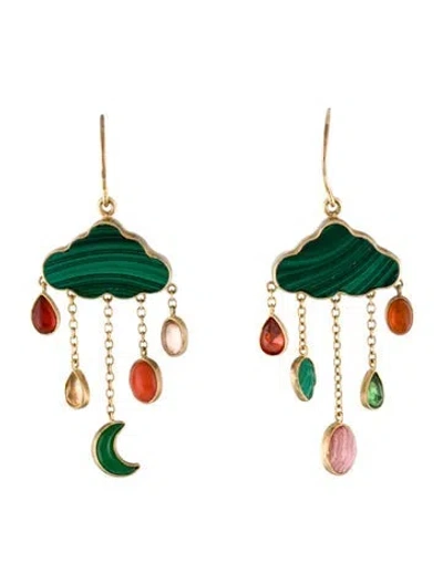 Pre-owned Grainne Morton Glass, Cubic Zirconia, & Multistone Cloud Rain Drop Earrings