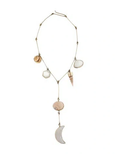 Pre-owned Grainne Morton Mother Of Pearl And Shell Drop Necklace, 16" In Multicolor