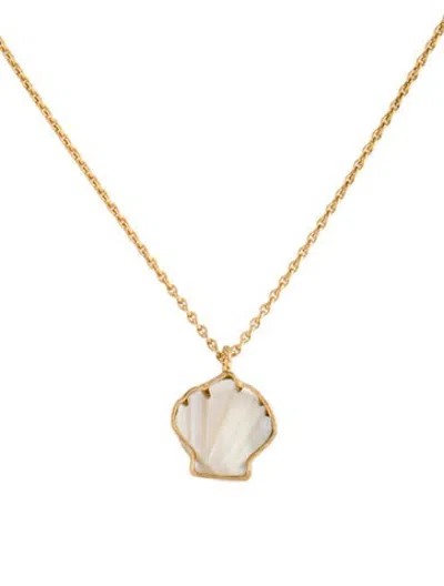 Pre-owned Grainne Morton Mother Of Pearl Shell Charm Necklace, 15.5" In White