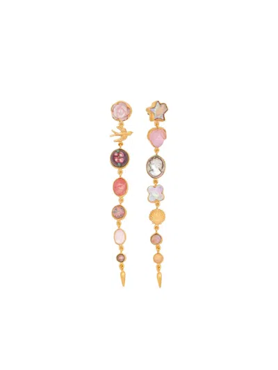 Grainne Morton Multiple-stone Drop Earrings In Gold