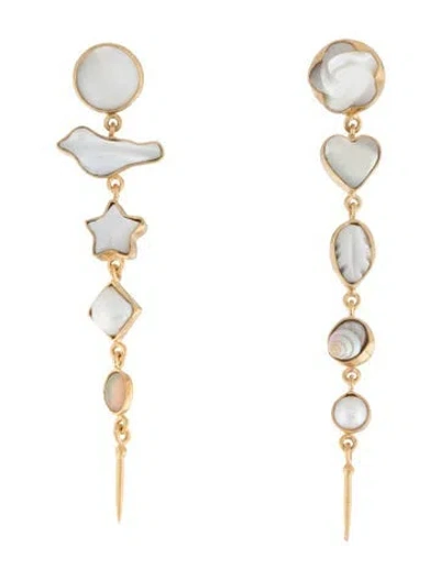 Pre-owned Grainne Morton Pearl, Mother Of Pearl, Shell & Opal Drop Earrings In Multicolor
