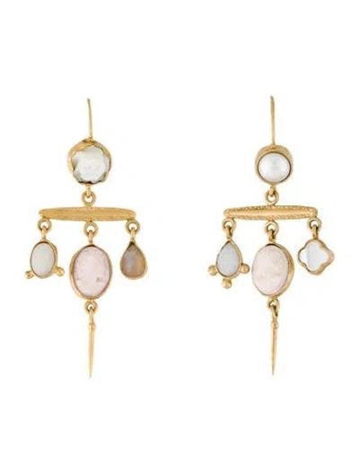 Pre-owned Grainne Morton Shell, Mother Of Pearl, Opal & Labradorite Drop Earrings In Multi