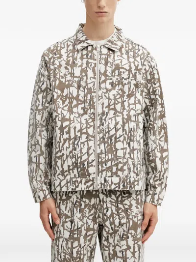 Gramicci Abstract-print Zip-up Jacket In White