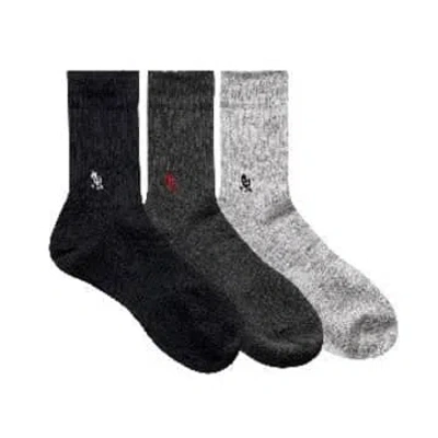 Gramicci Basic 3-pack Crew Socks (grey/charcoal/black)