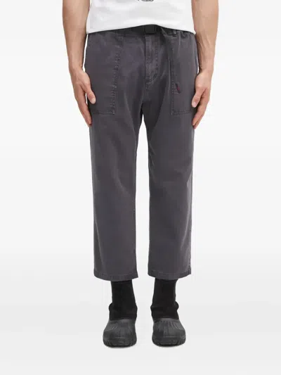 Gramicci Belted Cotton Trousers In Gray