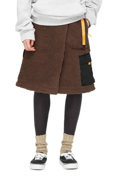 Gramicci Benette Faux Shearling Skirt In Brown