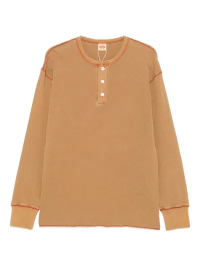 Gramicci Healthknit Waffle Henley Clothing In Brown