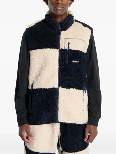 Gramicci Checkered Fleece Gilet In Blue