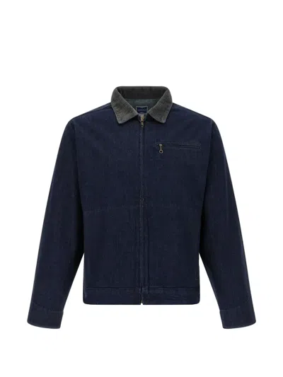 Gramicci Denim Trucker Jacket With Contrast Collar In Animal Print