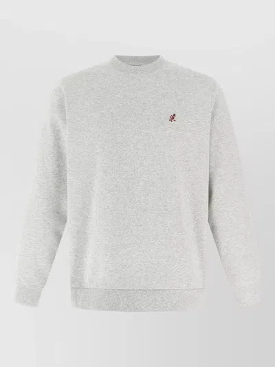 Gramicci Crew Neck Sweatshirt Ribbed Cuffs Hem In White