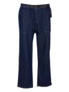Gramicci Elastic-waist Belted Tapered Jeans In Blue