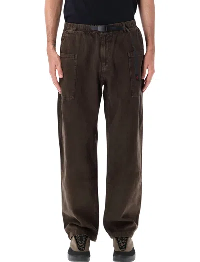 Gramicci Hemp Relaxed Utility Pants With Integrated Cinch Belt And Cargo Pockets In Brown