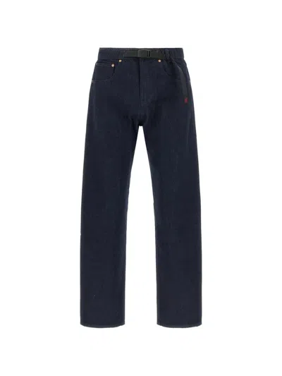 Gramicci Integrated Belt Japanese Denim Jeans In Blue