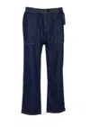 Gramicci Elastic-waist Belted Tapered Jeans In Blue