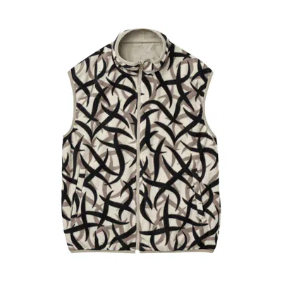 Pre-owned Gramicci Knit Reversible Fleece Vest 'tribal Terra' | Tan | Men's Size S In Brown