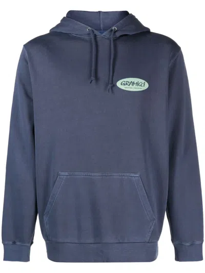 Gramicci Logo-print Cotton Hoodie In Blue