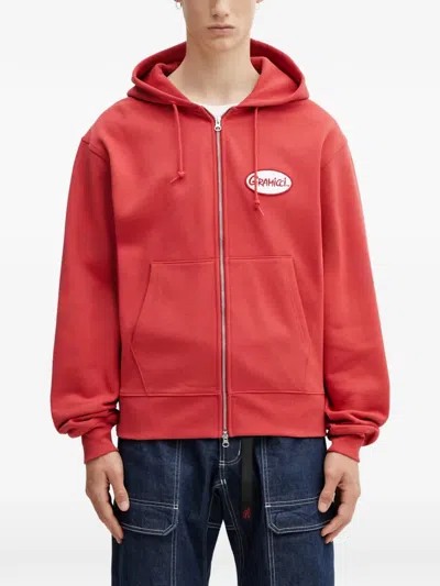 Gramicci Logo-patch Zip-up Hoodie In Red