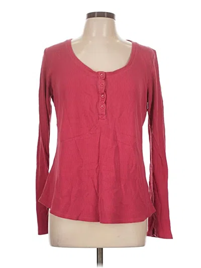 Pre-owned Gramicci Long Sleeve Top Burgundy Sweetheart Neckline Tops