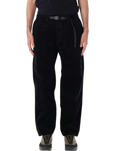 Gramicci Loose Tapered Ridge Pants In Cotton Corduroy With Cinch Belt In Black