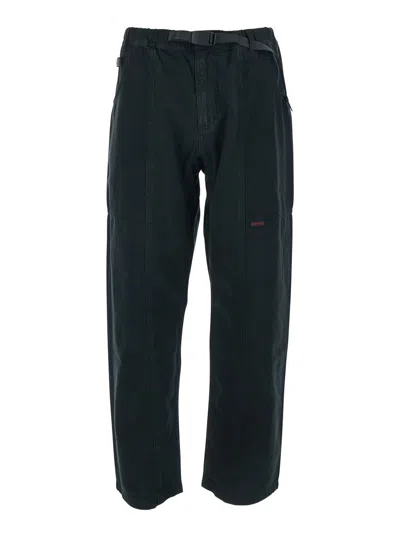 Gramicci Men's Cotton Pants With Elastic Waist And Integrated Belt In Black