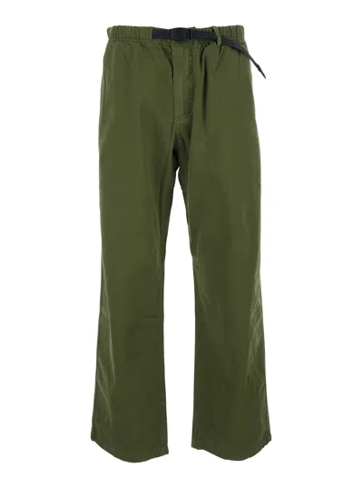 Gramicci Men's Cotton Pants With Elasticated Waist And Belt Loops In Green