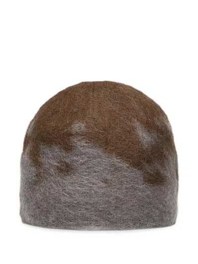Gramicci Mohair Splatter Beanie Hat In Brown