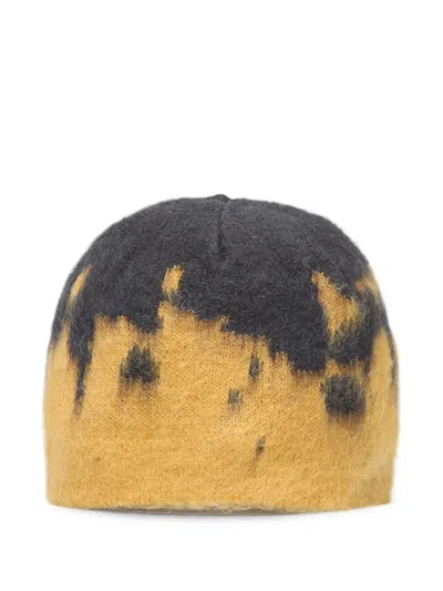 Gramicci Mohair-blend Splatter Beanie Hat In Yellow