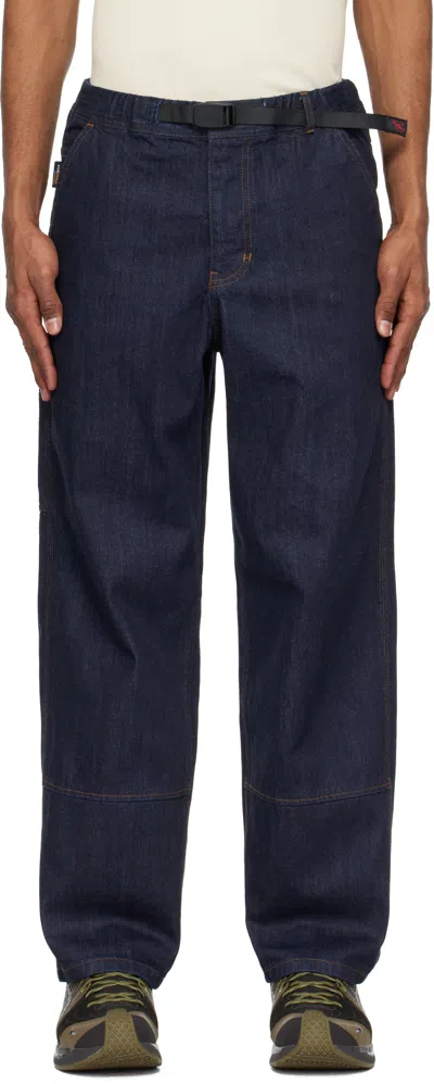 Gramicci Navy Japanese Denim Work Jeans In Indigo