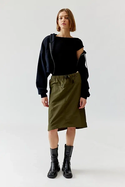 Gramicci Nylon Packable Midi Skirt In Deep Olive At Urban Outfitters