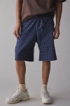 Gramicci Seersucker Lagoon Check-print Elastic-waist Shorts In Midnight