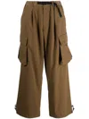 Gramicci Wide Leg Nylon Cargo Pants In Olive