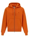 Gramicci Zip-front Embroidered Hoodie In Orange
