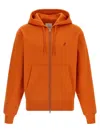 Gramicci Zip-front Embroidered Hoodie In Orange