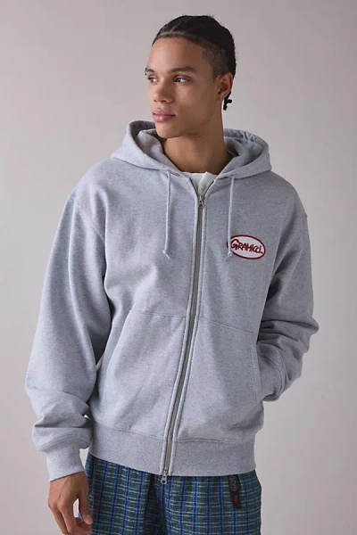Gramicci Oval Patch Zip-up Hoodie Sweatshirt In Grey, Men's At Urban Outfitters In Gray