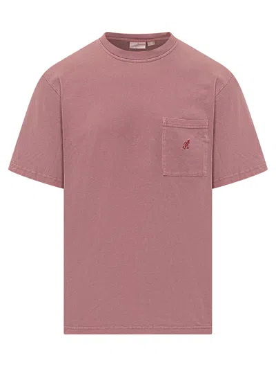 Gramicci Pocket-detail T-shirt With Logo In Red Pigment