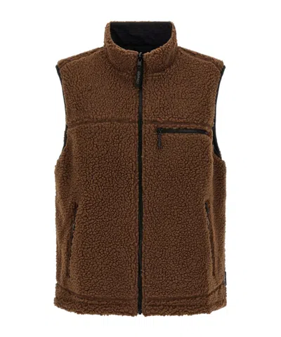 Gramicci Reversible Sherpa Vest Jacket In Brown