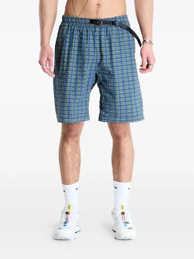 Gramicci Seersucker Plaid Shorts In Blue