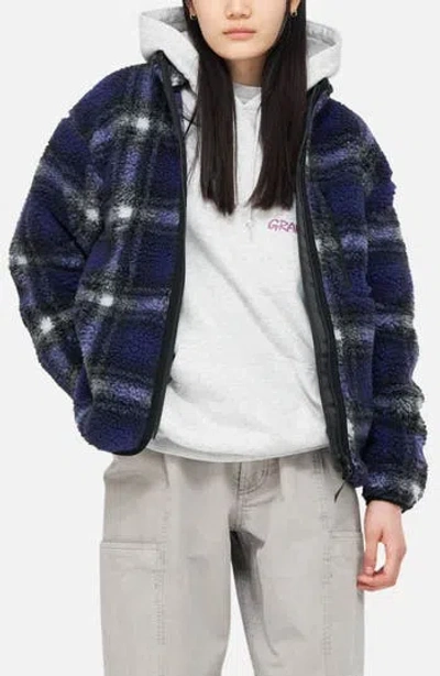 Gramicci Shadow Plaid Faux Shearling Jacket In Blue