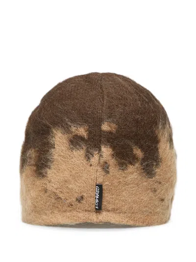 Gramicci Splatter-print Beanie Hat In Brown