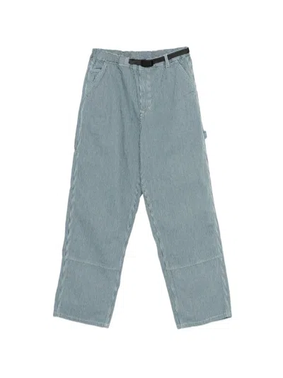 Gramicci Striped Belted Trousers In Blue